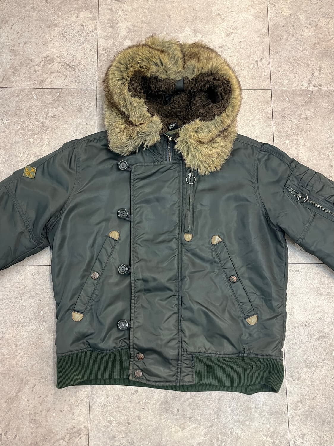 디젤 후드 퍼 봄버 자켓 카키 M #csz2360 상품이미지4