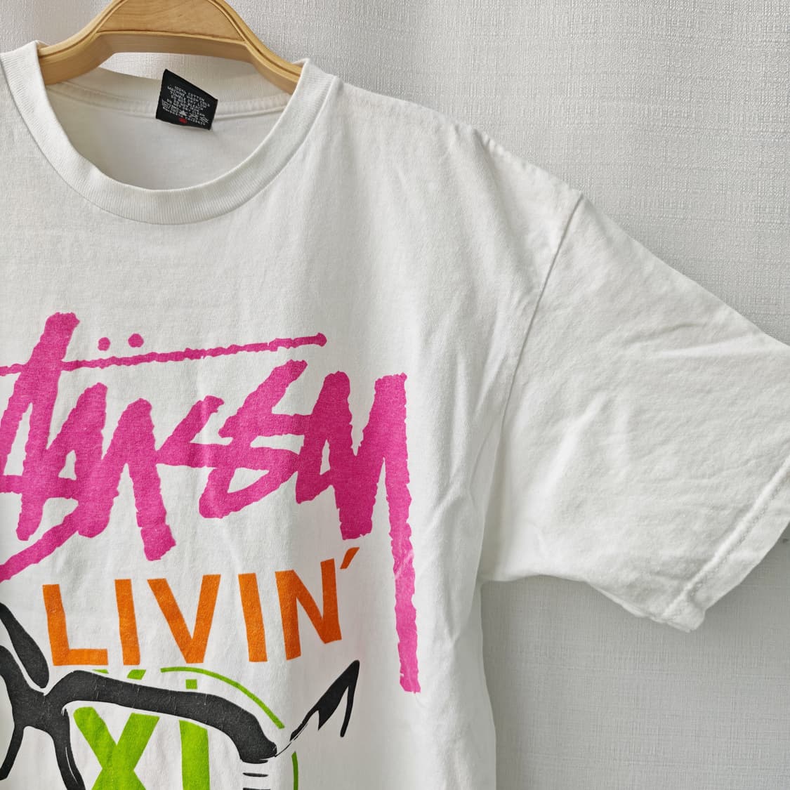 스투시 00s LIVIN XL 프린팅 반팔 티셔츠 화이트 L 상품이미지3