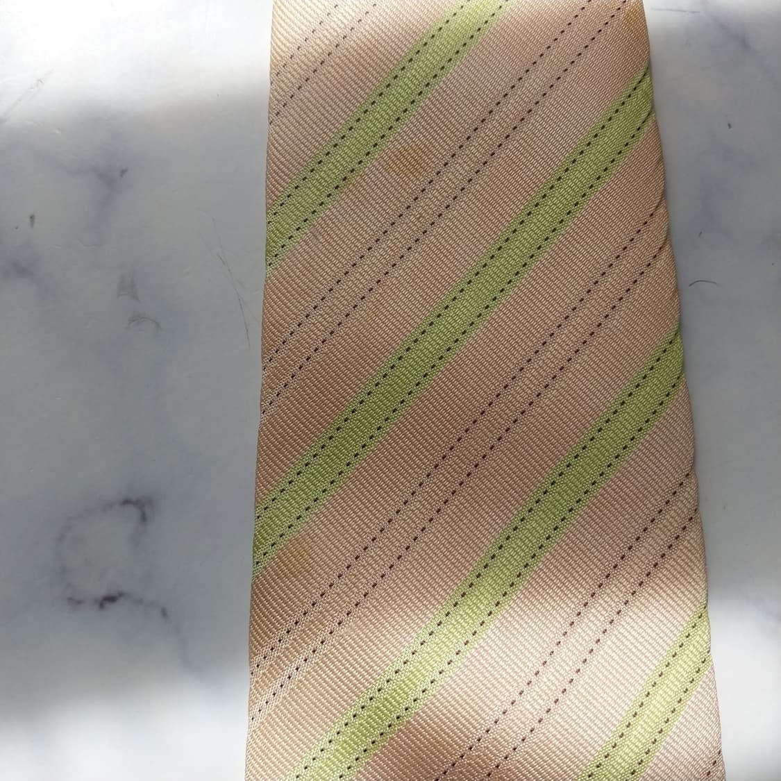 에르메스 실크 살구 스트라이프 넥타이 9.5cm B등급 K2345 상품이미지5