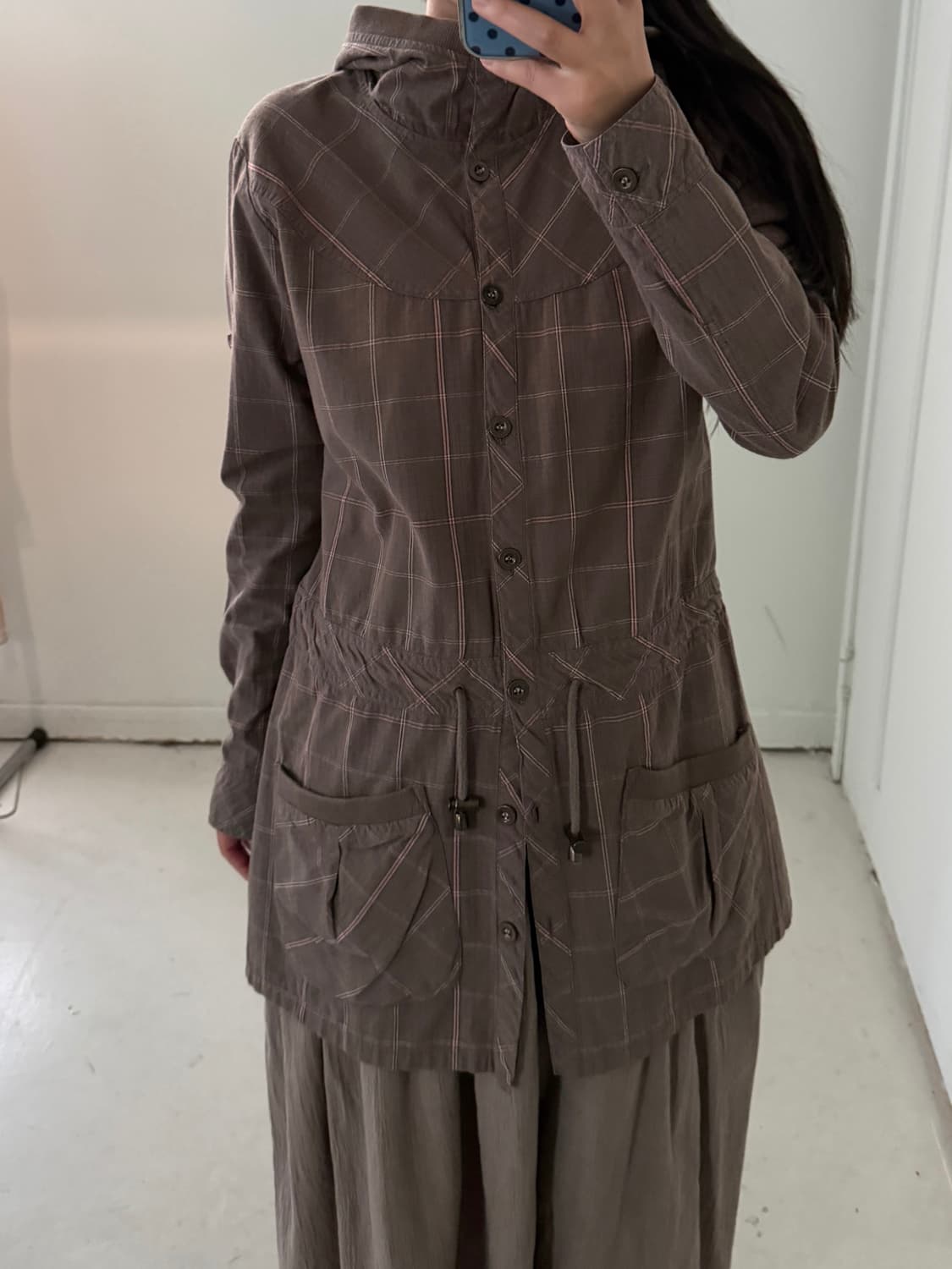 일본빈티지 모리 체크 브라운 야상 자켓 상품이미지2