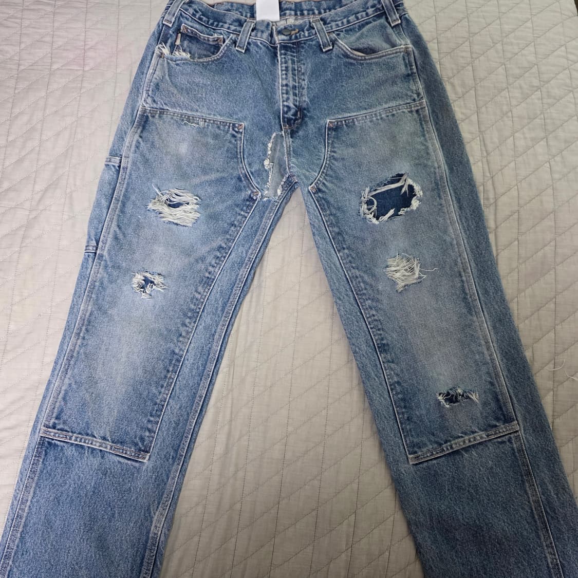 [34X34] 빈티지 칼하트 더블니 FR 데님팬츠 데미지 B26 상품이미지1
