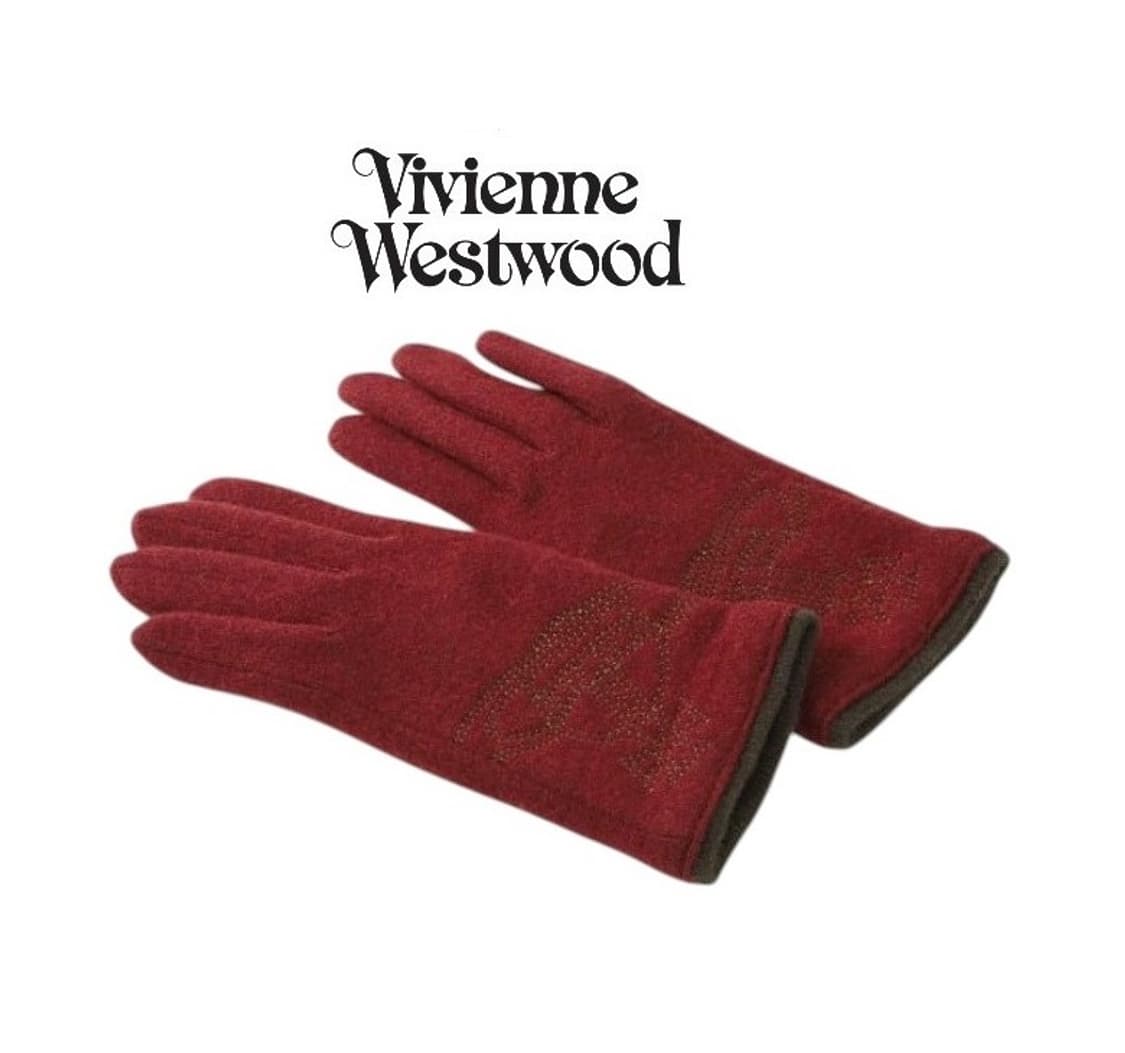 비비안 웨스트우드 빅 orb 자수 울장갑 / 와인 (새상품) 상품이미지1