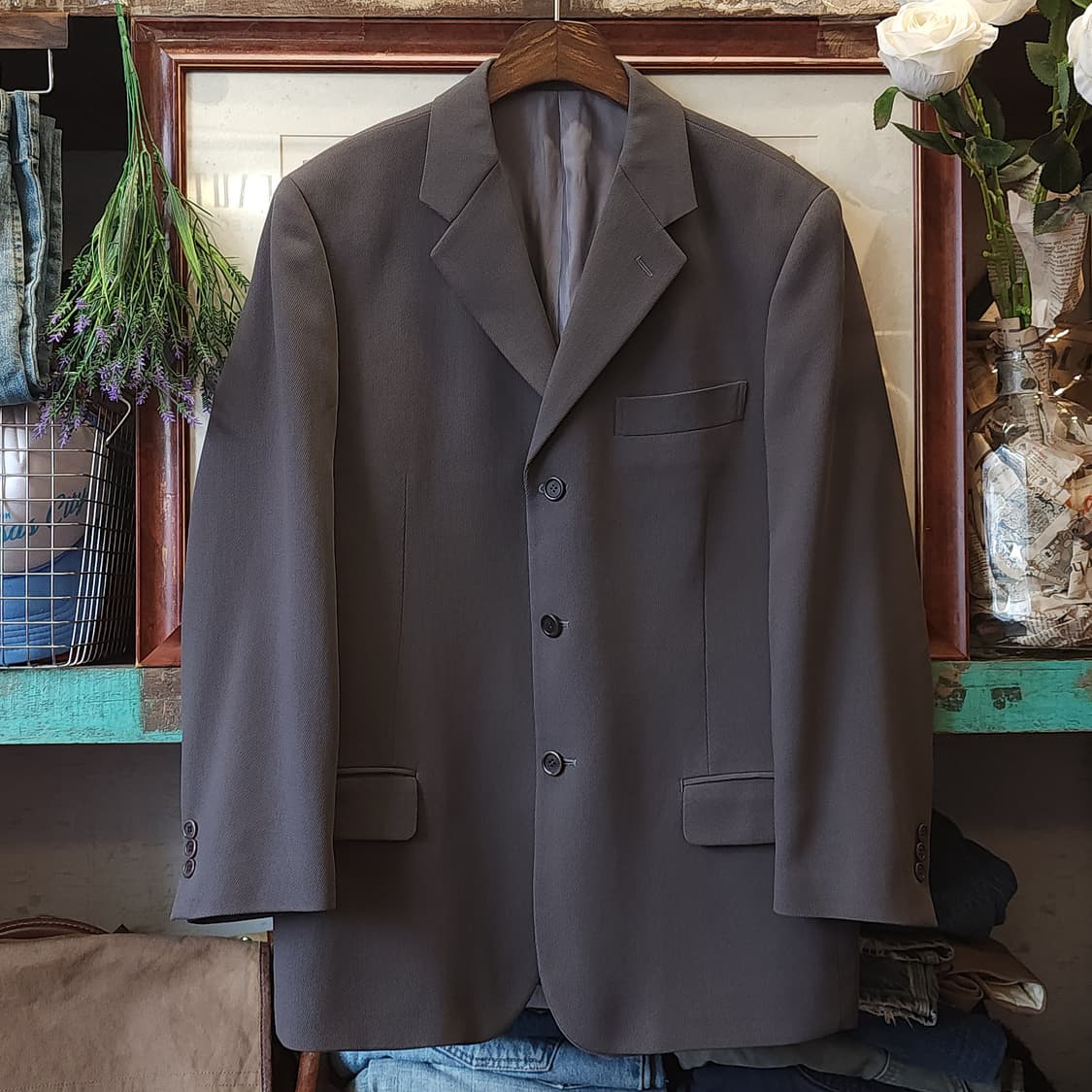 90's 씨피컴퍼니 수트 셋업 빈티지 양복 셋업 샤크 그레이 100 82 상품이미지1