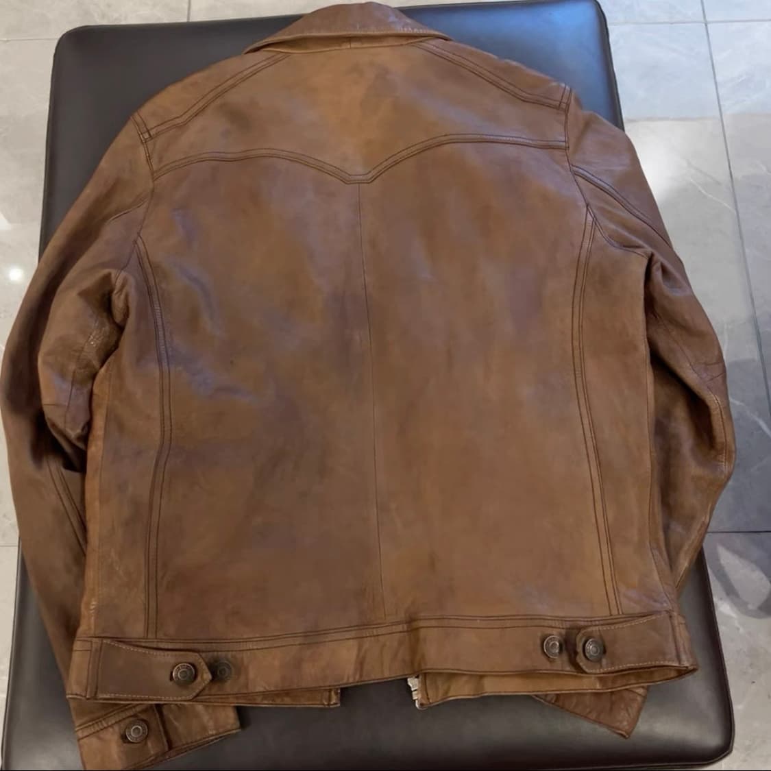 OLD GAP 에이징 브라운 레더 자켓  상품이미지3