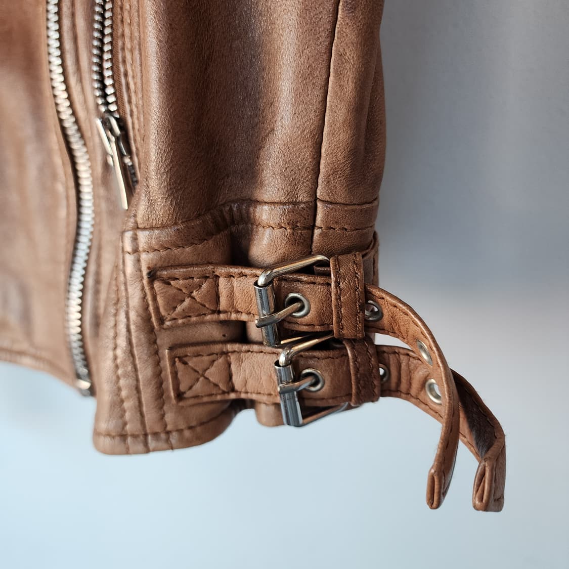 망고 가죽 라이더 자켓 브라운 상품이미지3