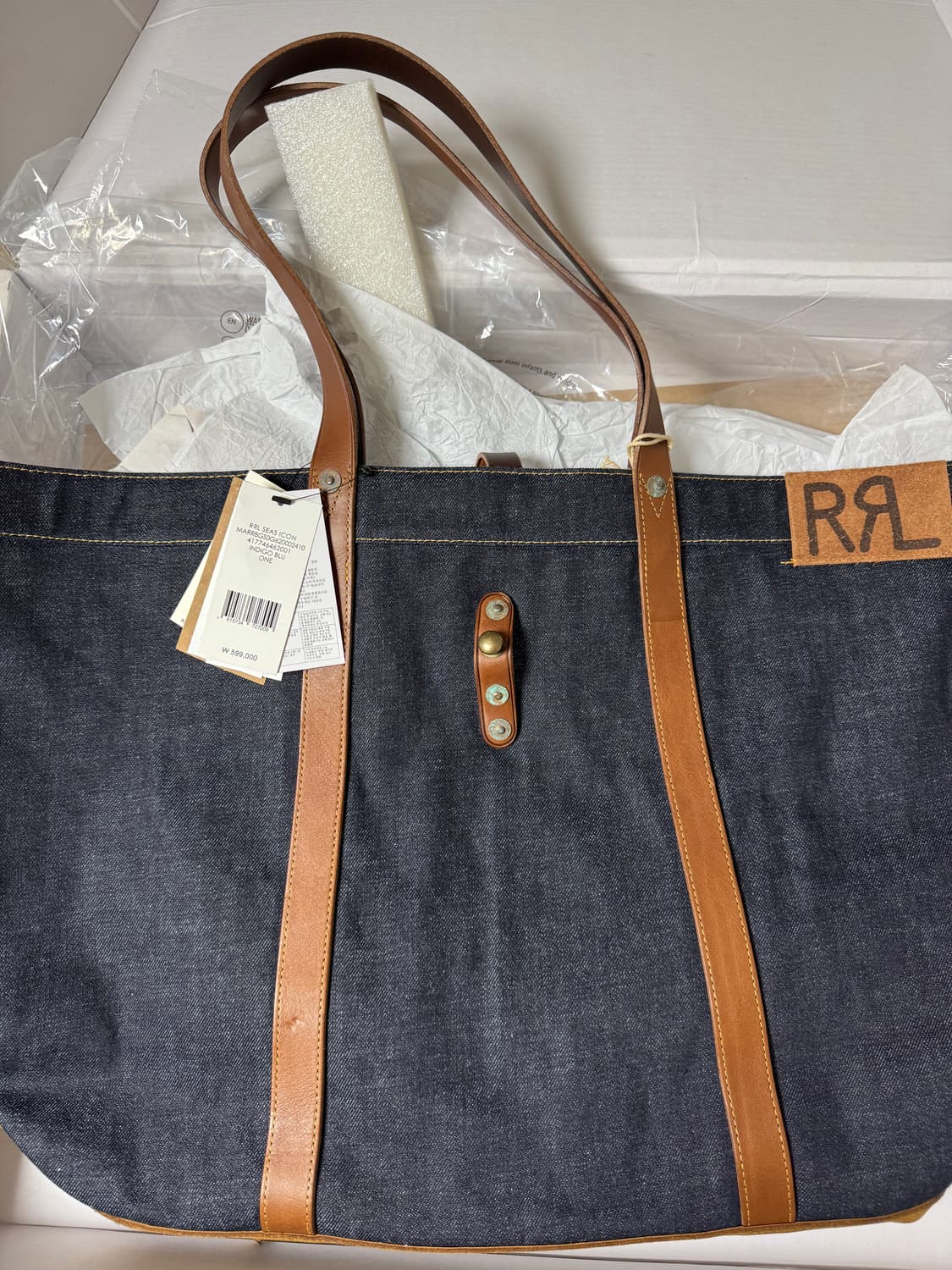 더블알엘 RRL 레더 트림 데님 토트백 상품이미지2