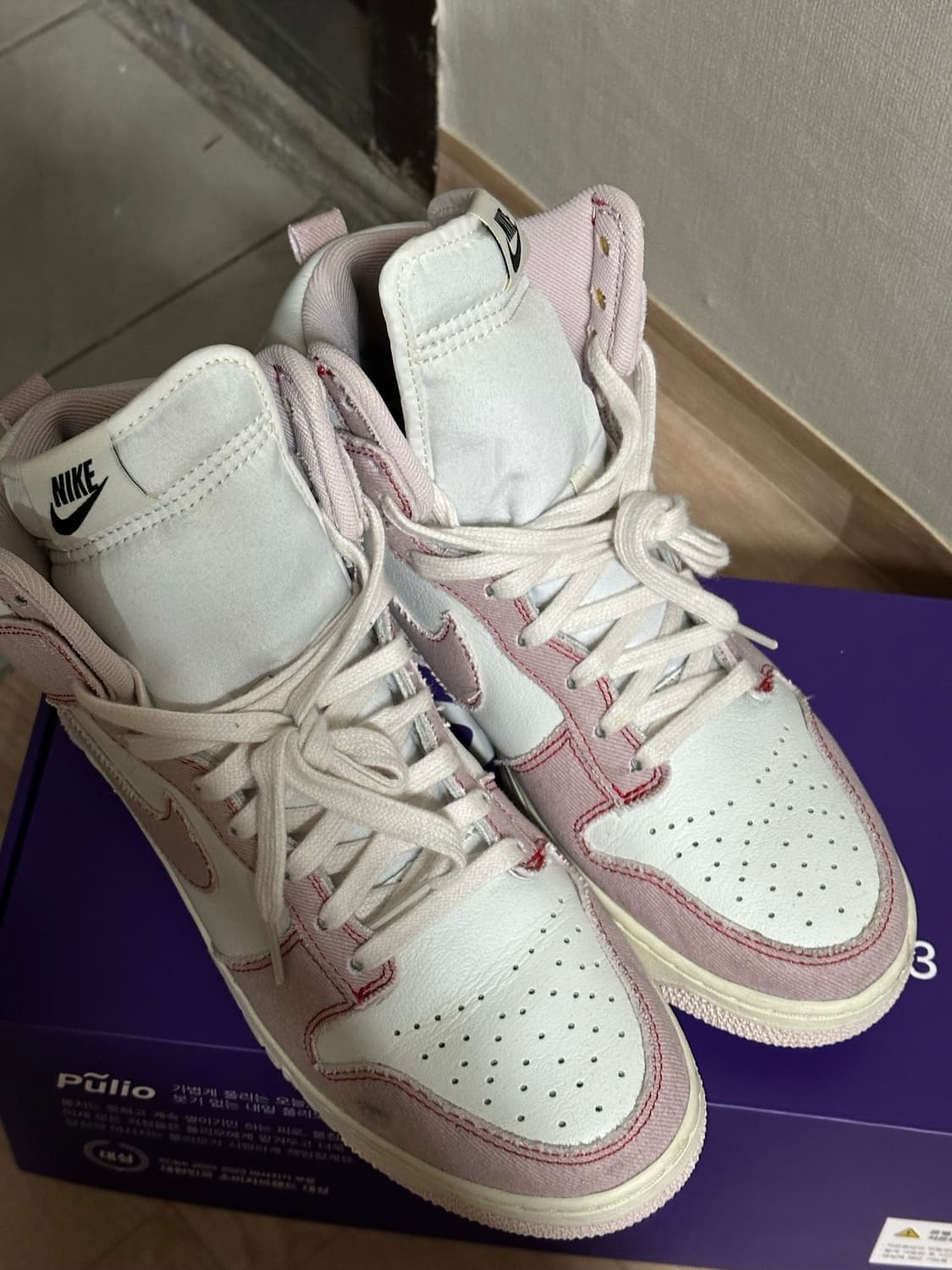 (260-265) 나이키 데님 핑크 하이탑 스니커즈 운동화 상품이미지5