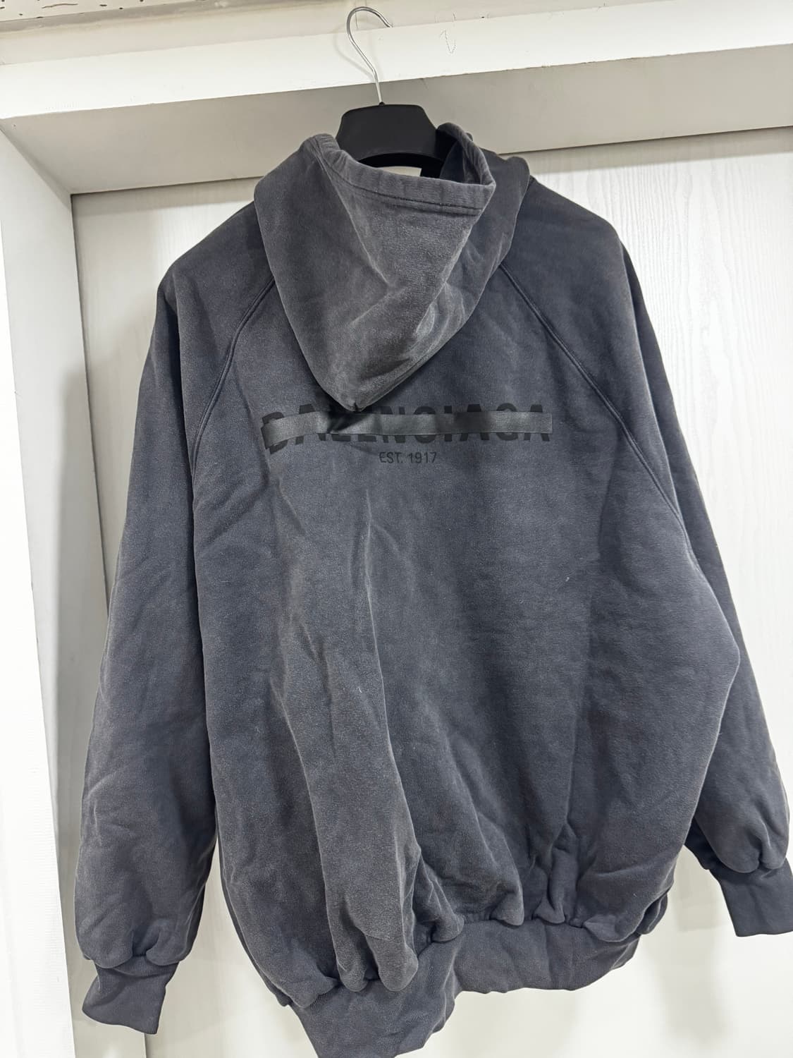 발렌시아가 로고 워싱 오버사이즈 후드 L 상품이미지4