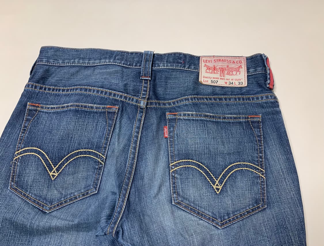 [34] 빈티지 리바이스 507 세미 부츠컷 워싱 데님 팬츠 상품이미지4