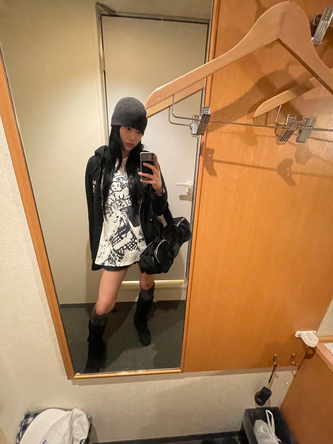 비크 beak 프린팅 와플 긴팔 상품이미지1