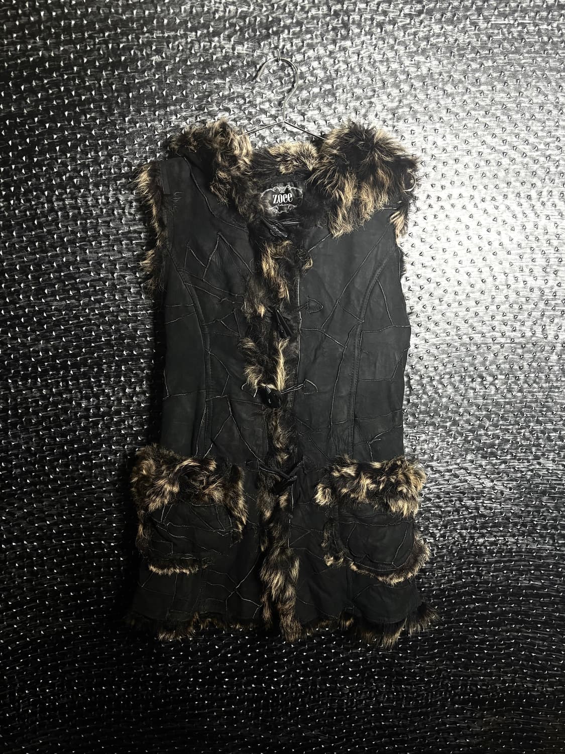 Zoee 레오파드 퍼 트리밍 베스트 상품이미지1