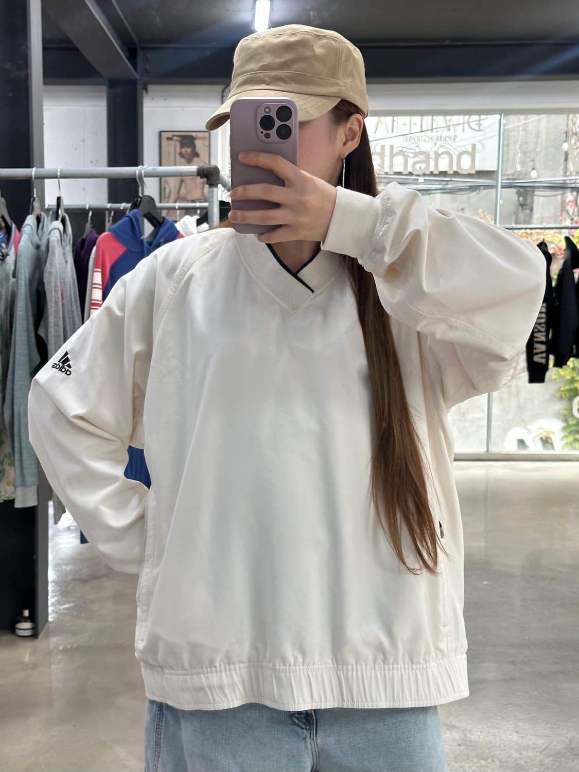 아디다스 자수로고 크림 웜업 상품이미지3