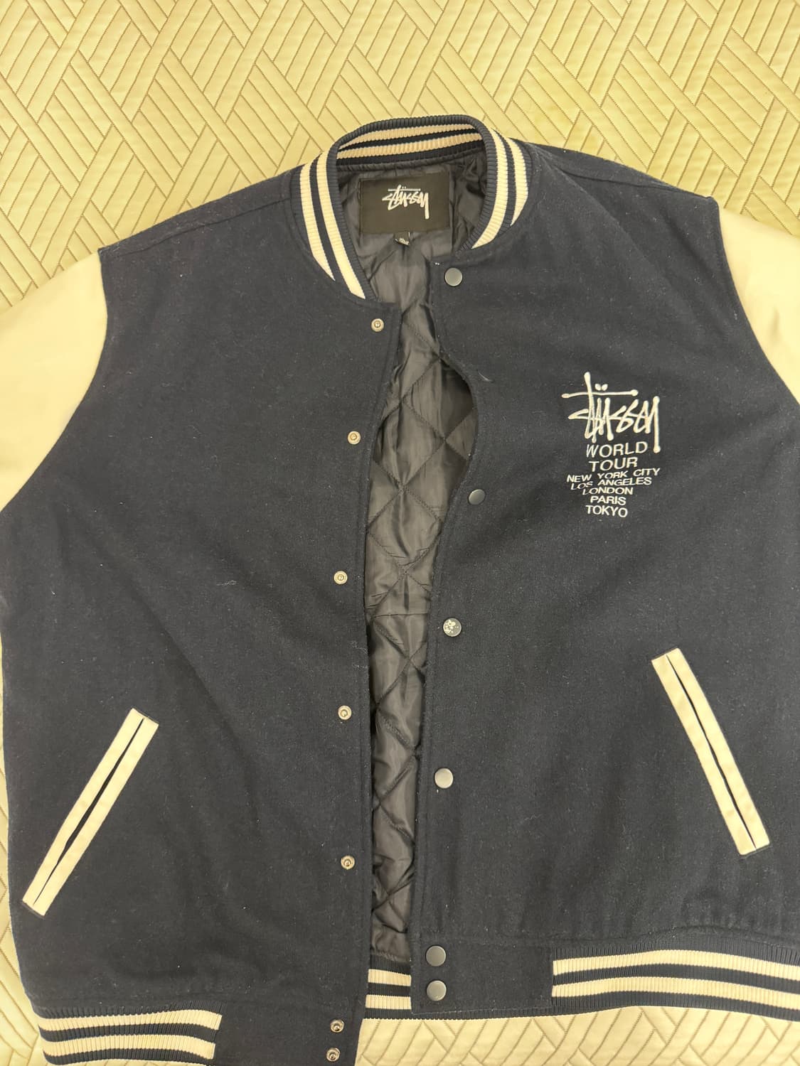 스투시 월드투어 바시티 자켓 네이비 XL 상품이미지2