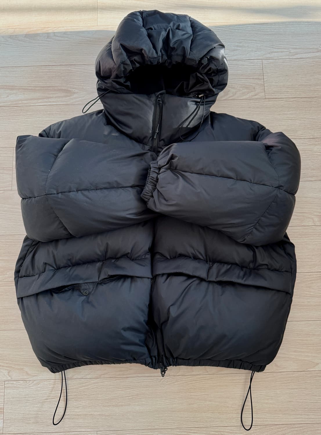 (M)집시 블랙 오버사이즈 헤비 구스 다운 패딩 검정 패딩 상품이미지2