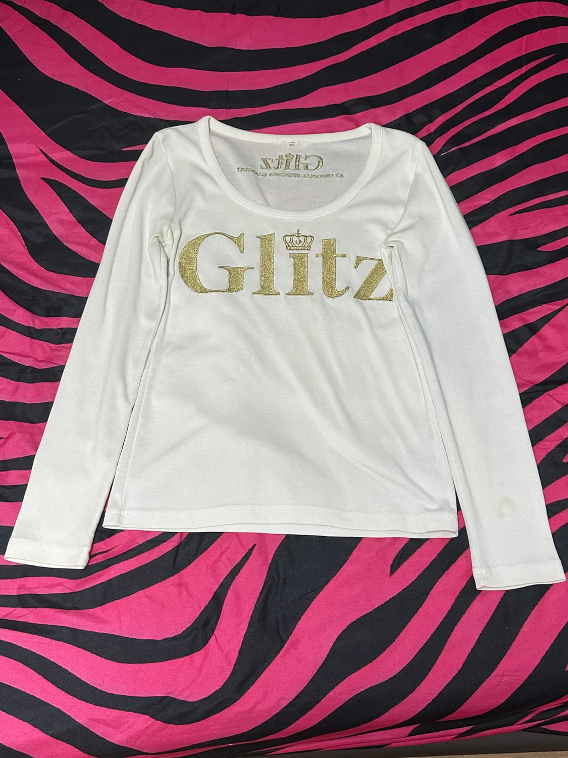 glitz 글리터 갸루 오네갸루 화이트 긴팔 티셔츠 상품이미지1
