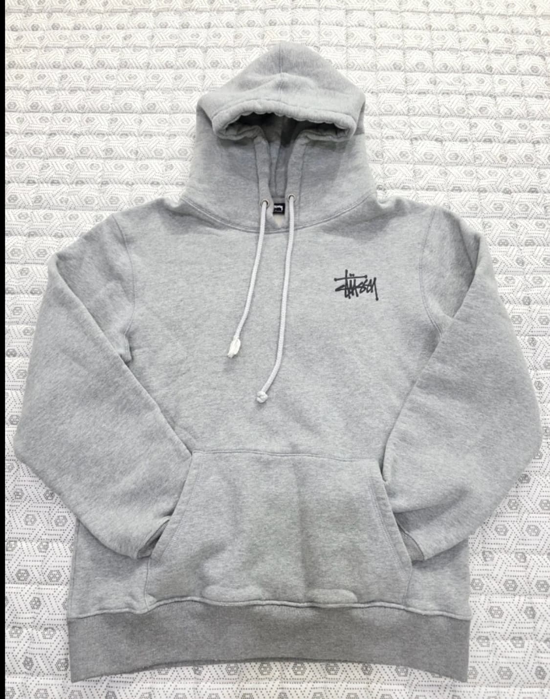 스투시 로고 후드티 L 회색 상품이미지3