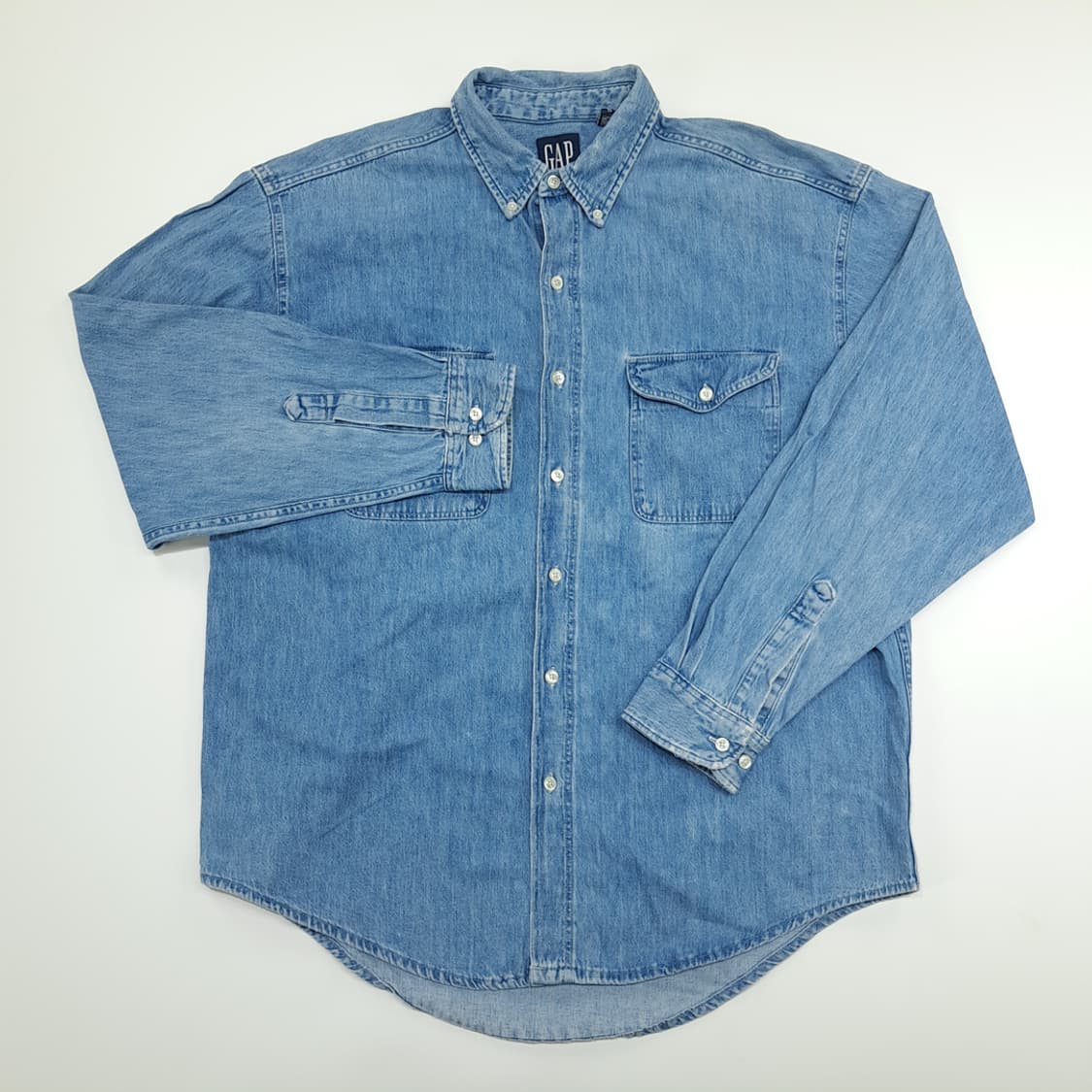 CN783 XL GAP 갭 90s USA 워시드 중청 데님 긴팔 셔츠 상품이미지2