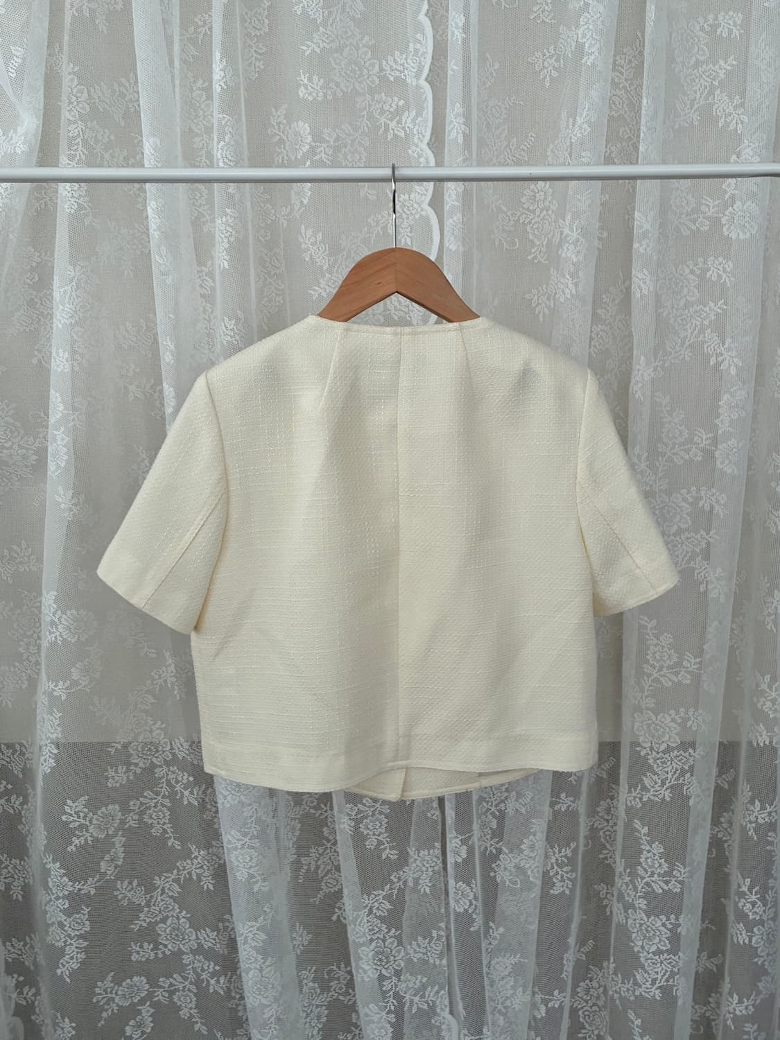 M) 룩캐스트 다나 반팔 트위드 자켓 아이보리 상품이미지2