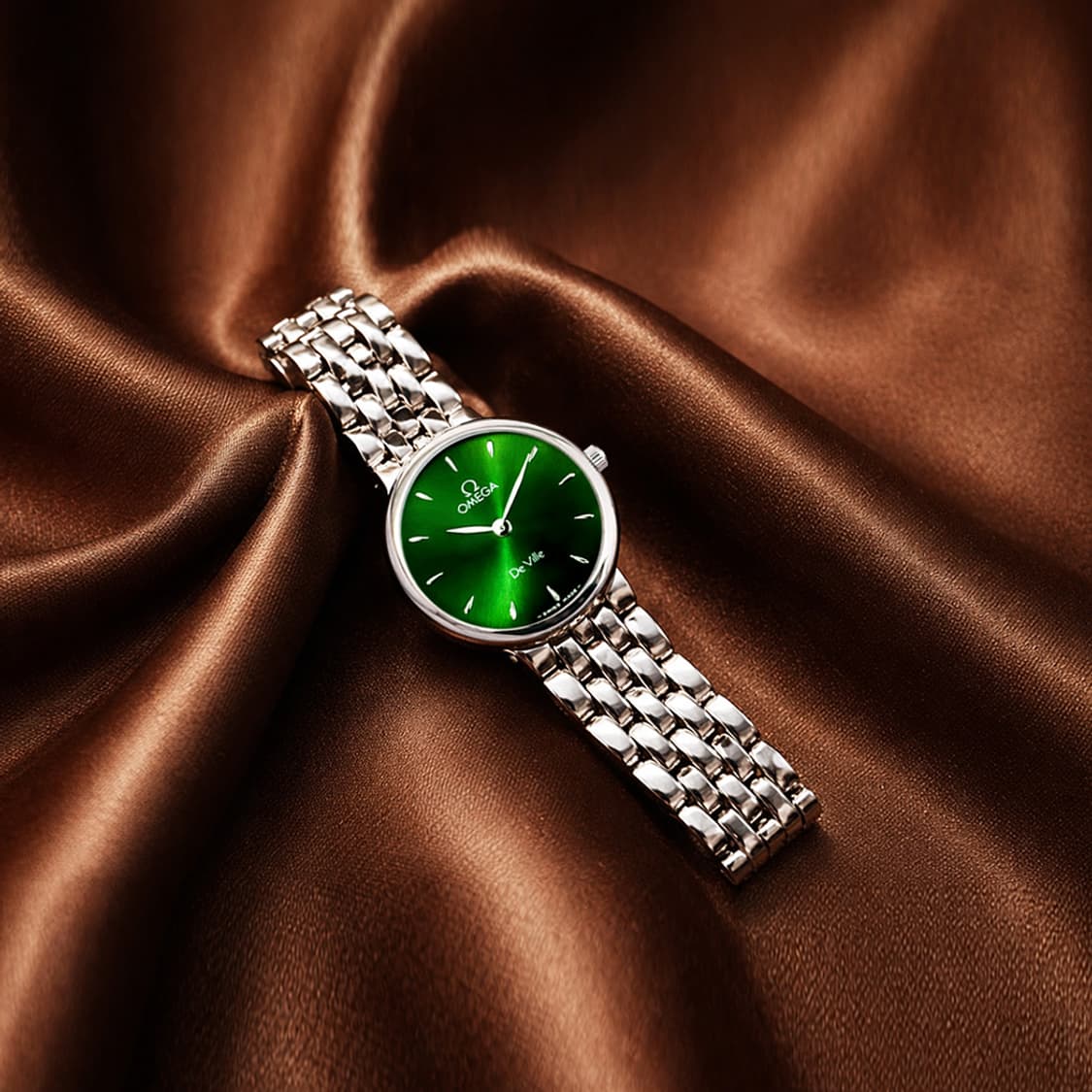 오메가 드빌 그린 다이얼 여성용 스틸밴드 시계 상품이미지2