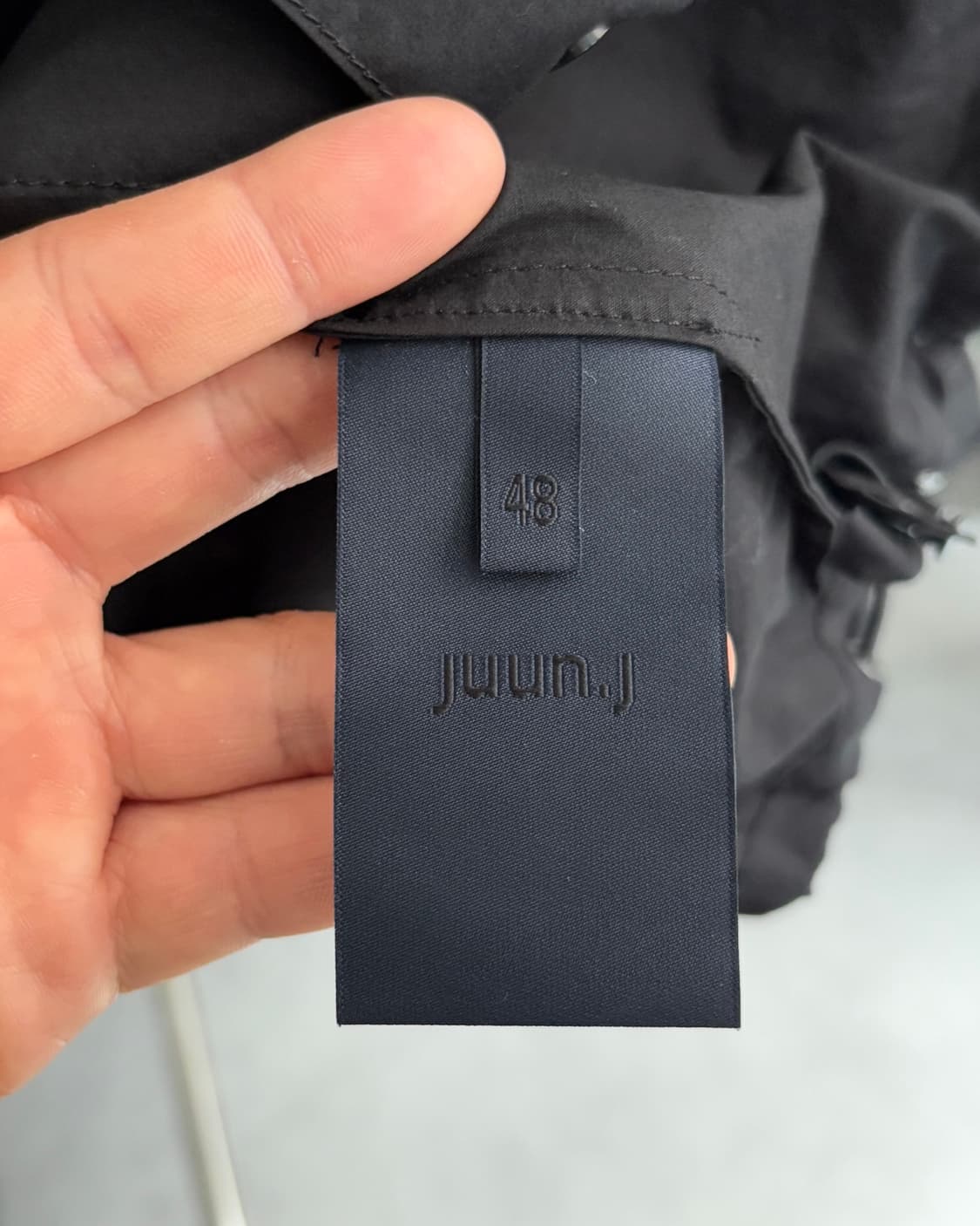 Juun.J 준지 블랙 더블 레이어 스트링 반팔 오버 셔츠 상품이미지7