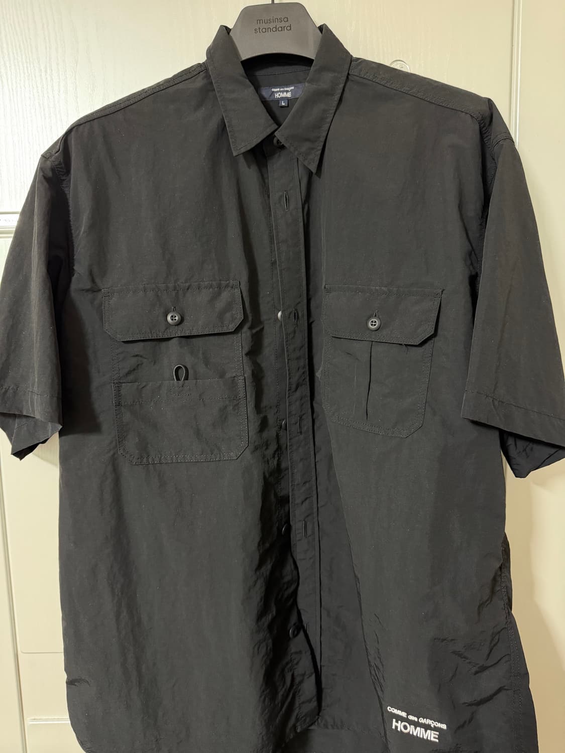 꼼데가르송 옴므 S/S 나일론 반팔 셔츠(Black) 상품이미지1