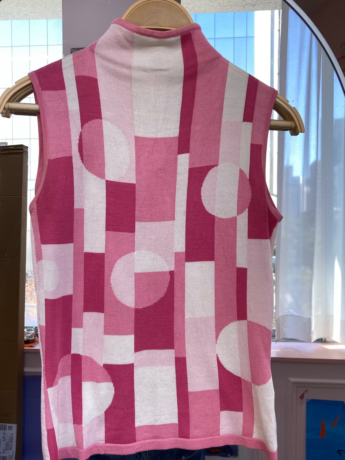 랑방 LANVIN 실크 100% 핑크 패턴 슬리브리스 탑 상품이미지2