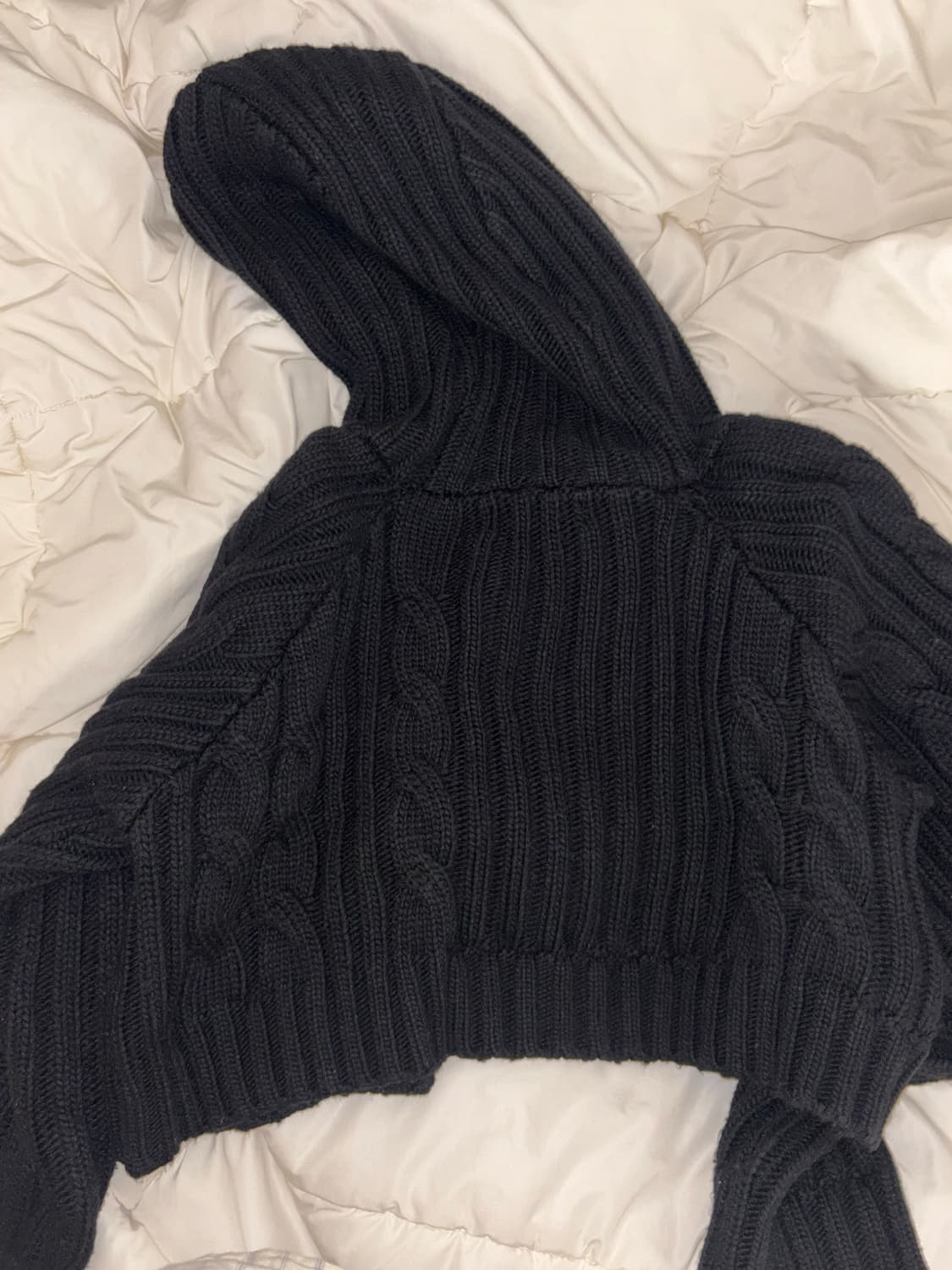 밀로우먼 버튼 후드 볼레로 가디건 블랙 상품이미지3