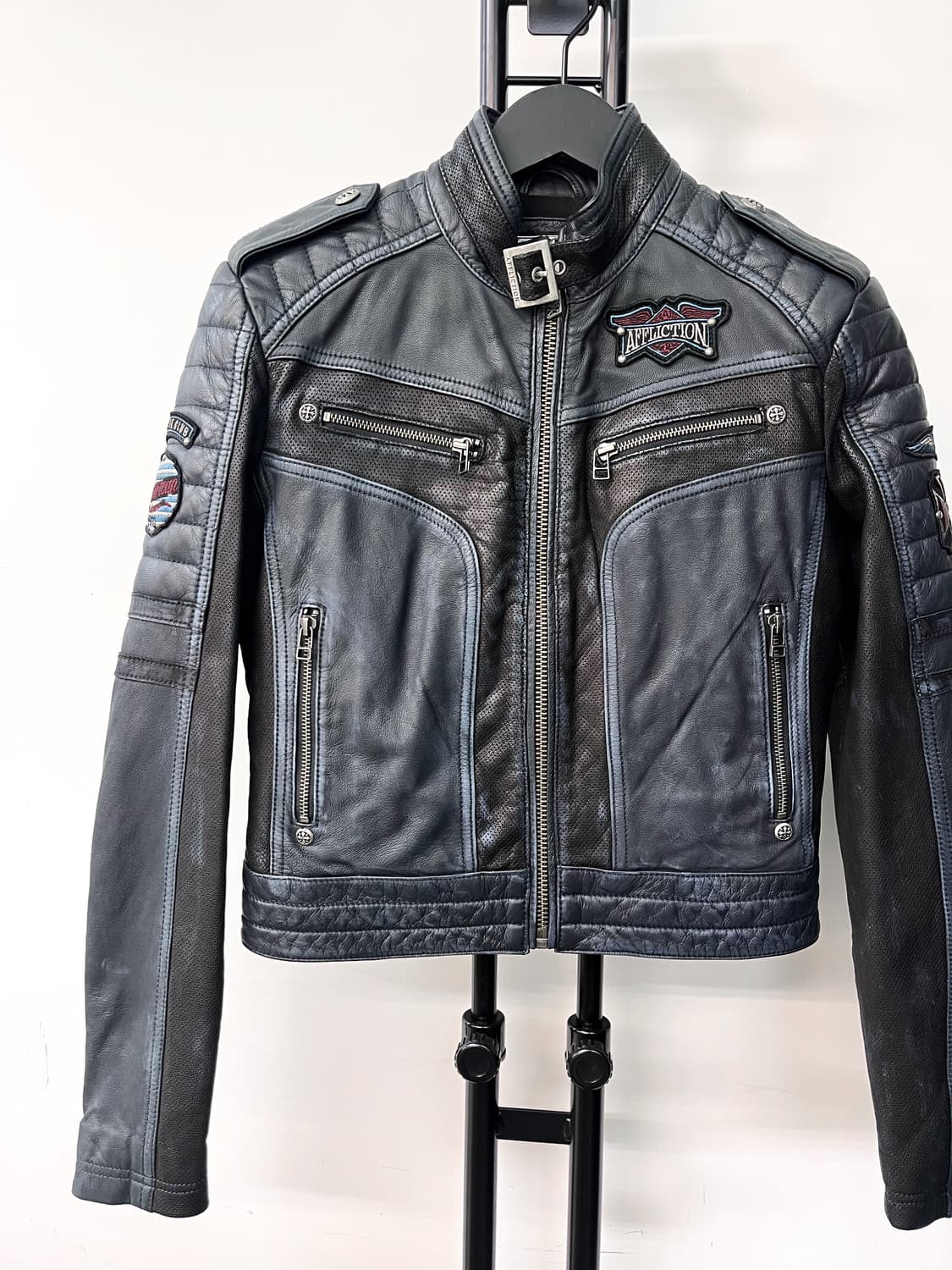 어플릭션 바이커 레더 자켓 상품이미지3