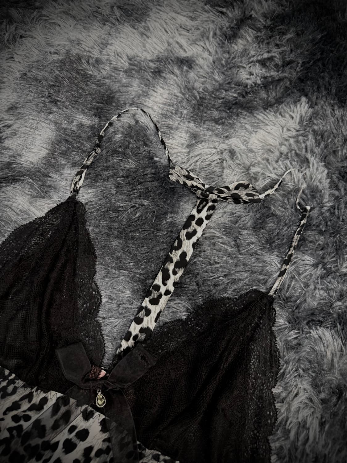 그레이 호피 레이스 슬립나시 상품이미지4