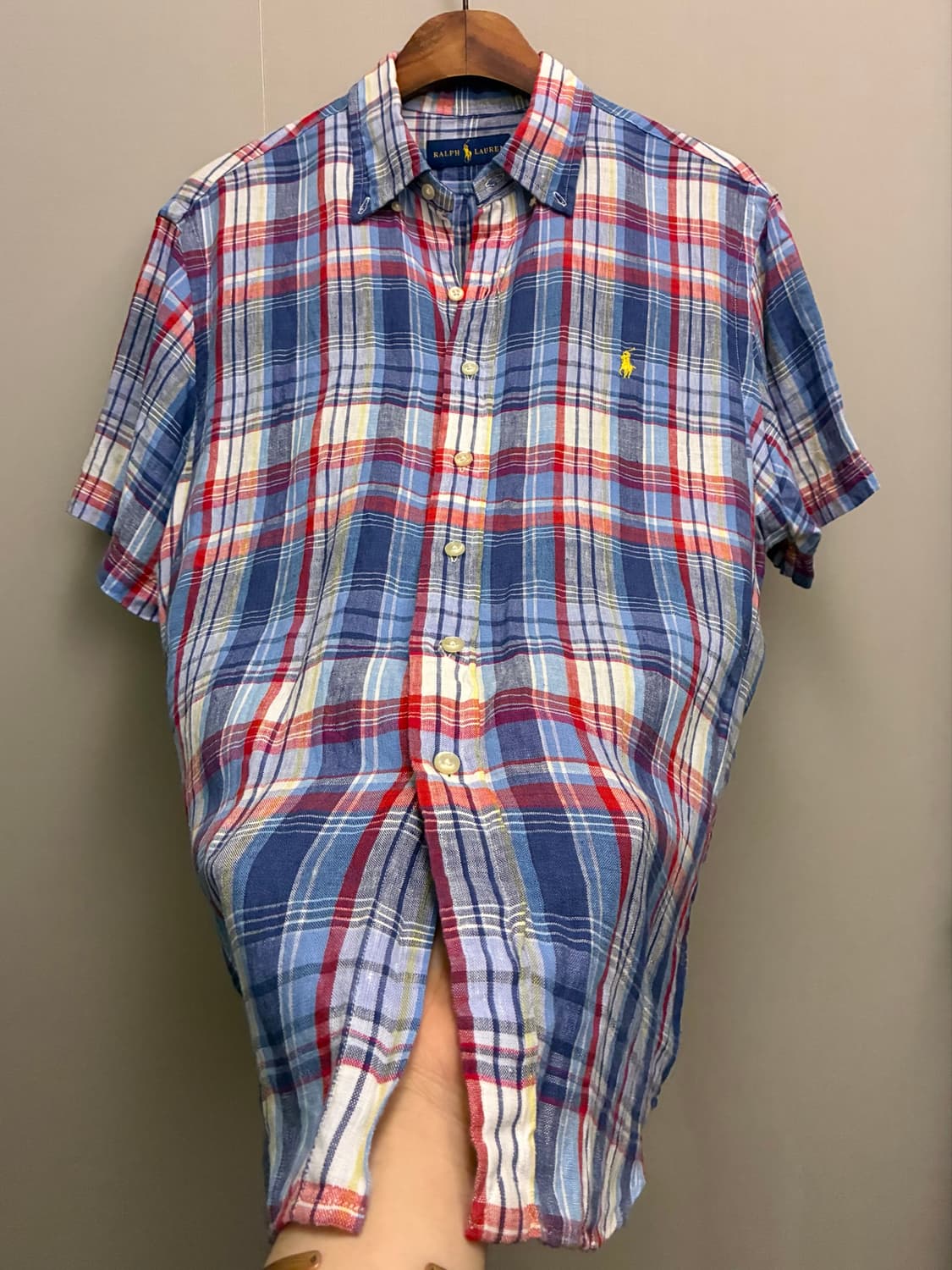 (M)POLO 폴로랄프로렌 마드라스 리넨 버튼다운 반팔 체크셔츠 상품이미지7