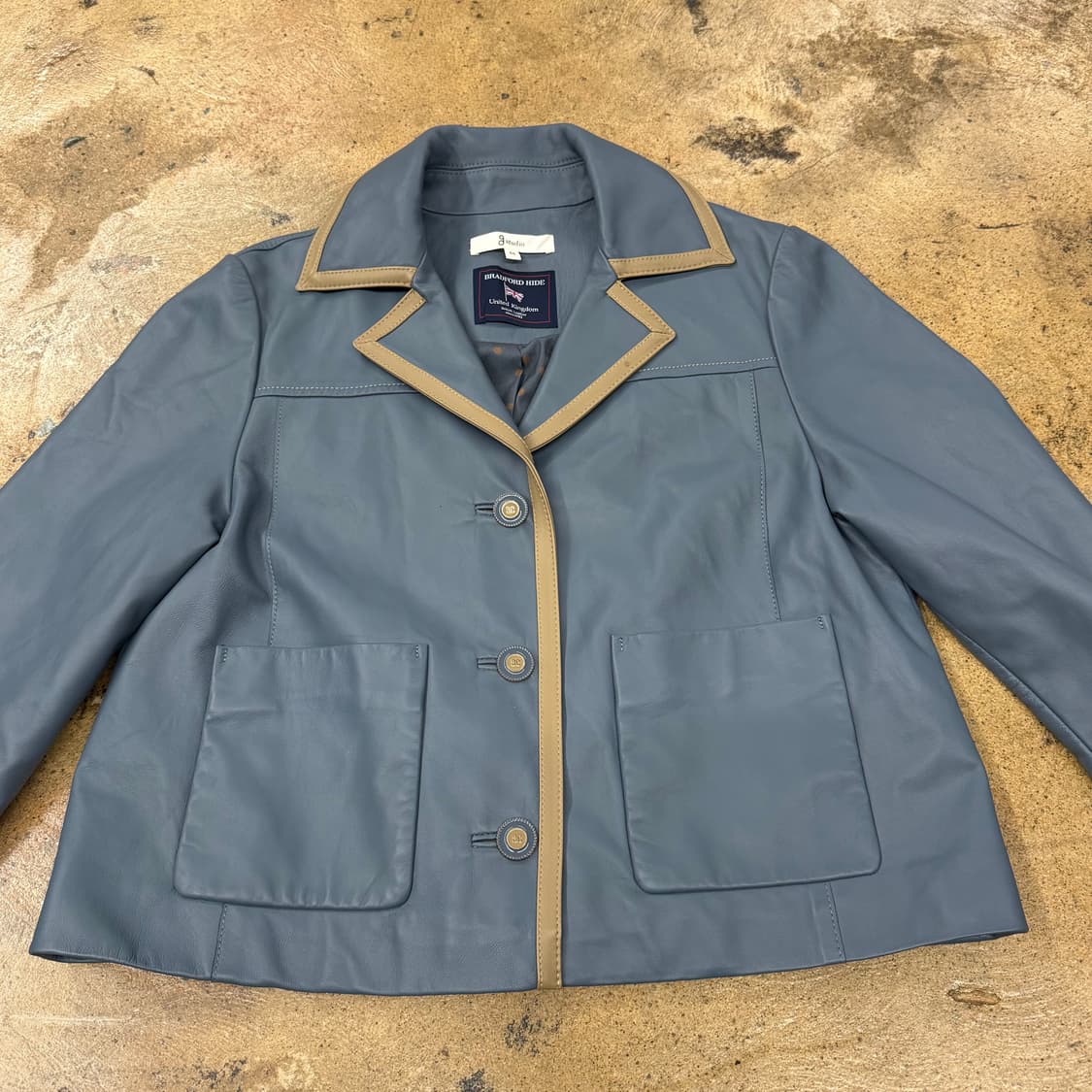 [정품/55] 지 스튜디오 브래드포드 하이드 블루 가죽 자켓 b17 상품이미지3