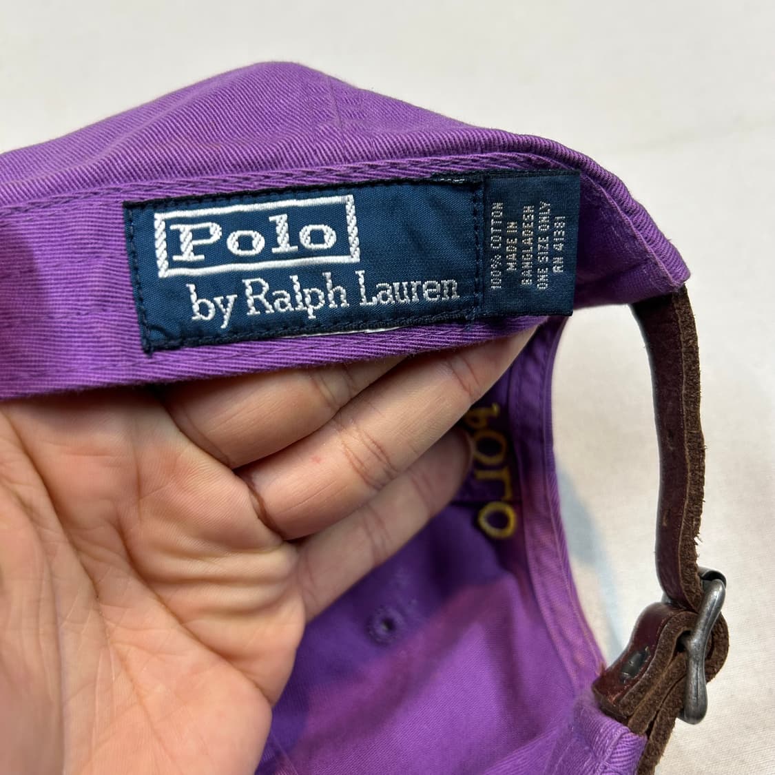 폴로 랄프로렌 보라색 볼캡 모자 가죽스트랩 정품 상품이미지8