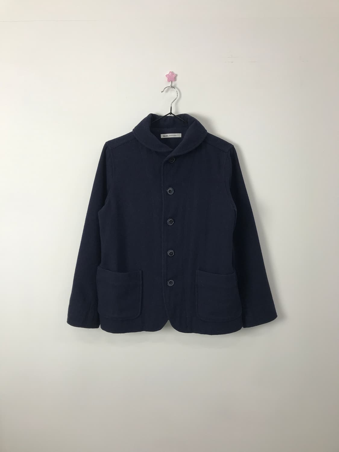 Jpn Navy Shawl Collar Wool-Blend Coat 상품이미지5