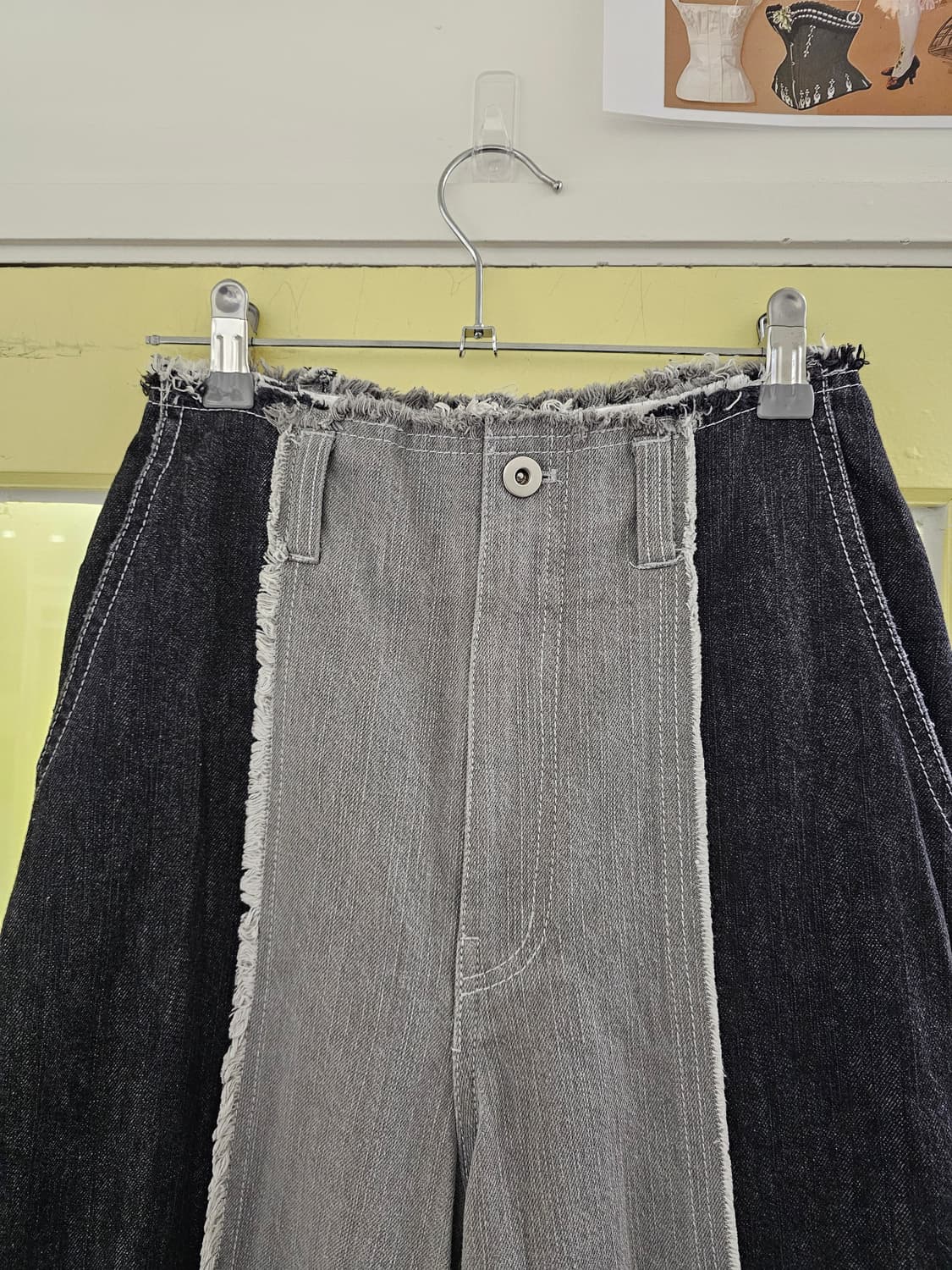 블랙&그레이 투톤 와이드 청바지 상품이미지3