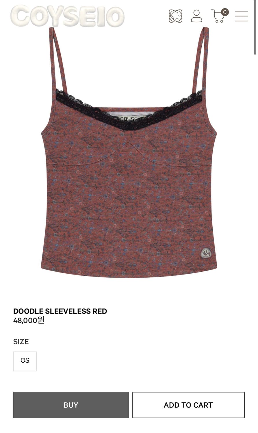 코이세이오 DOODLE SLEEVELESS RED 상품이미지1