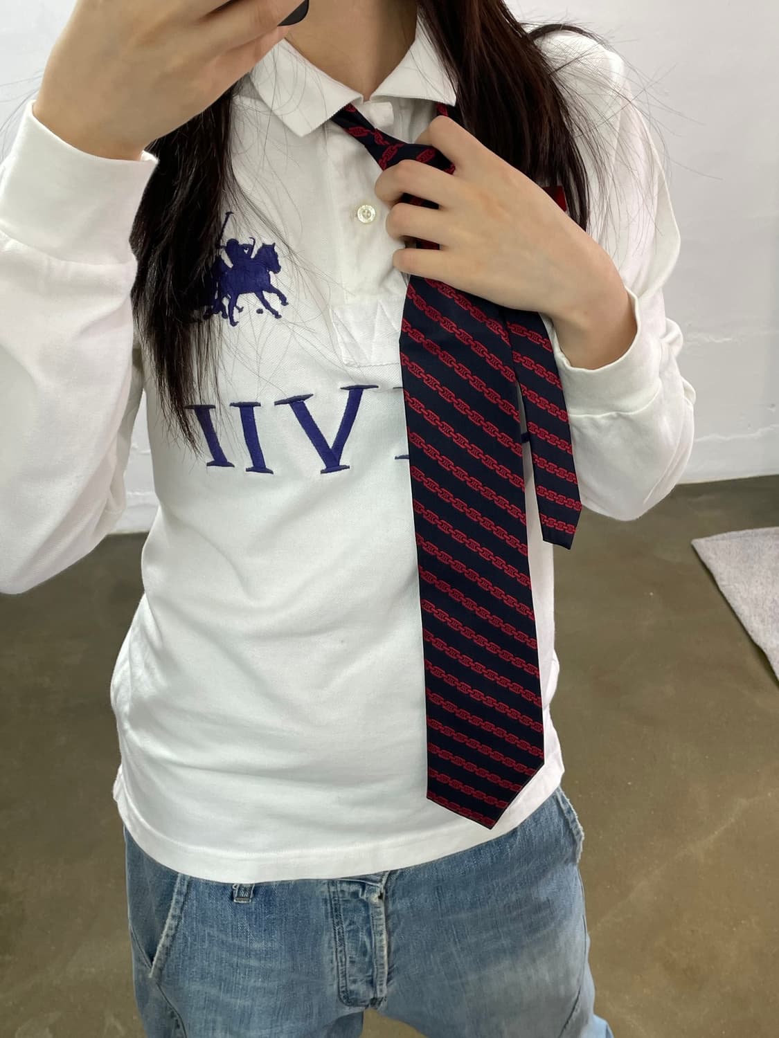 셀린느 실크 넥타이 블랙 레드 체인 패턴 상품이미지3