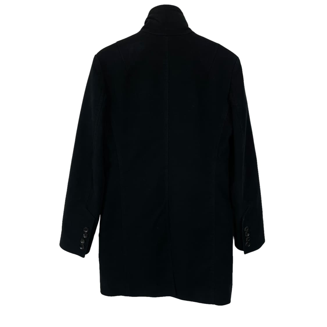 우영미 블랙 하이넥 지퍼라인 미디코트 상품이미지2