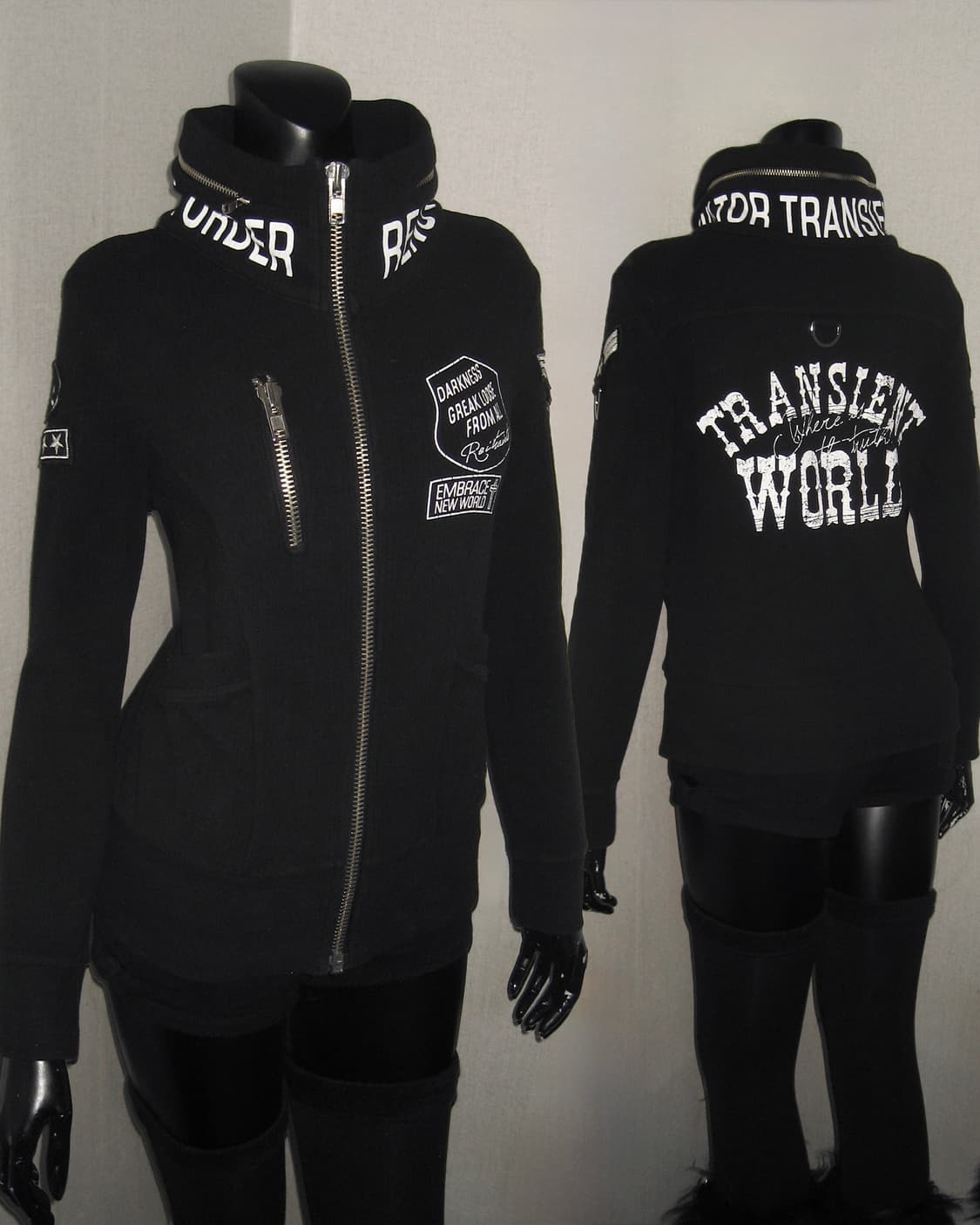 하이넥 펑크 레터링 집업 상품이미지1