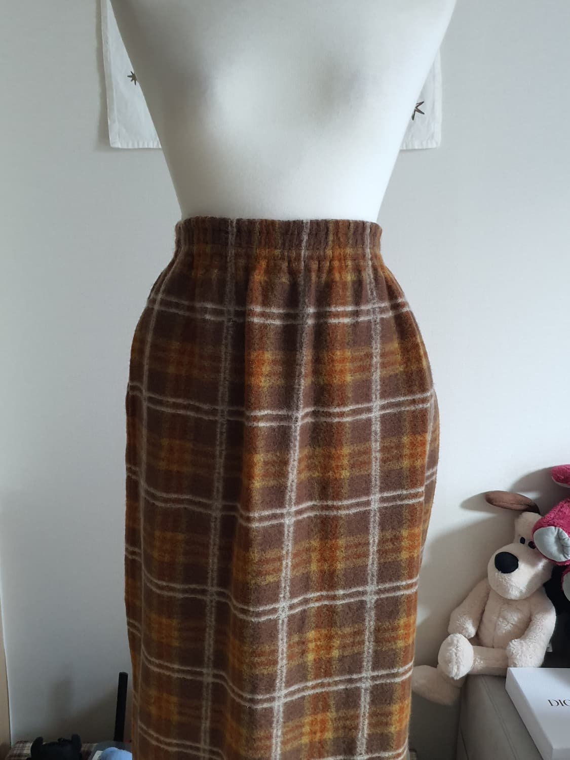 [모리걸] 체크 롱 스커트 모직 치마 상품이미지2