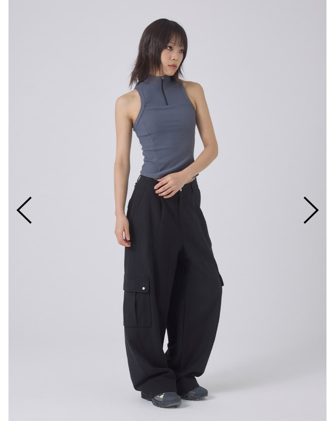 뚜오미오 바지 CURVED LINE CARGO PANTS [BLACK] 상품이미지4