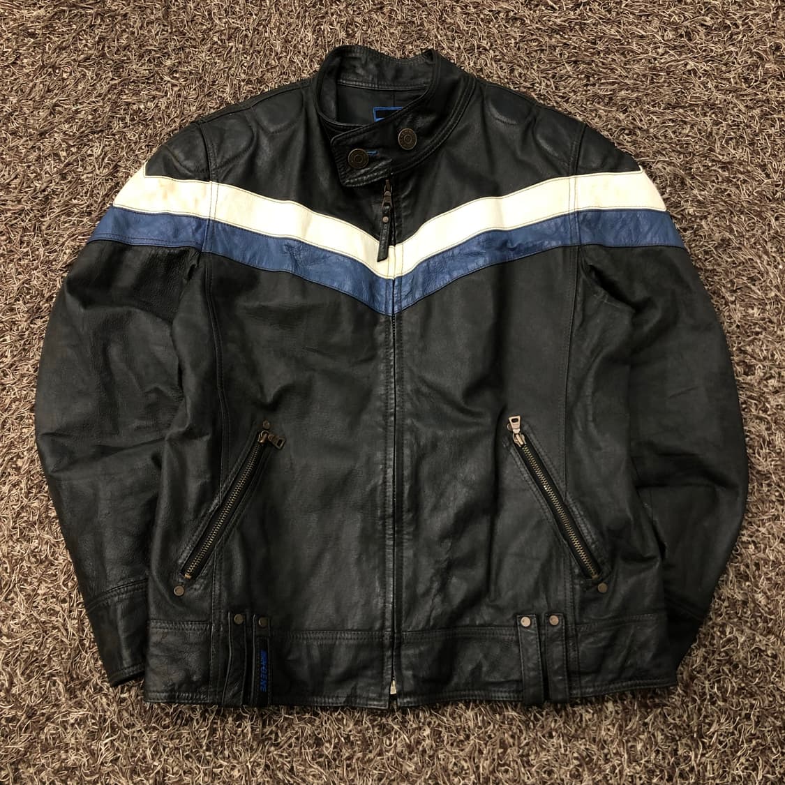 N‘gene 빈티지 레더 돈피 레이싱 라이더 가죽 자켓 상품이미지1