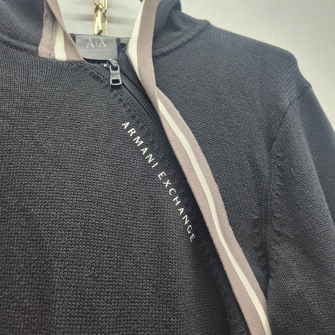 아르마니 익스체인지 사선지퍼 니트 후드집업 M(L) 상품이미지2