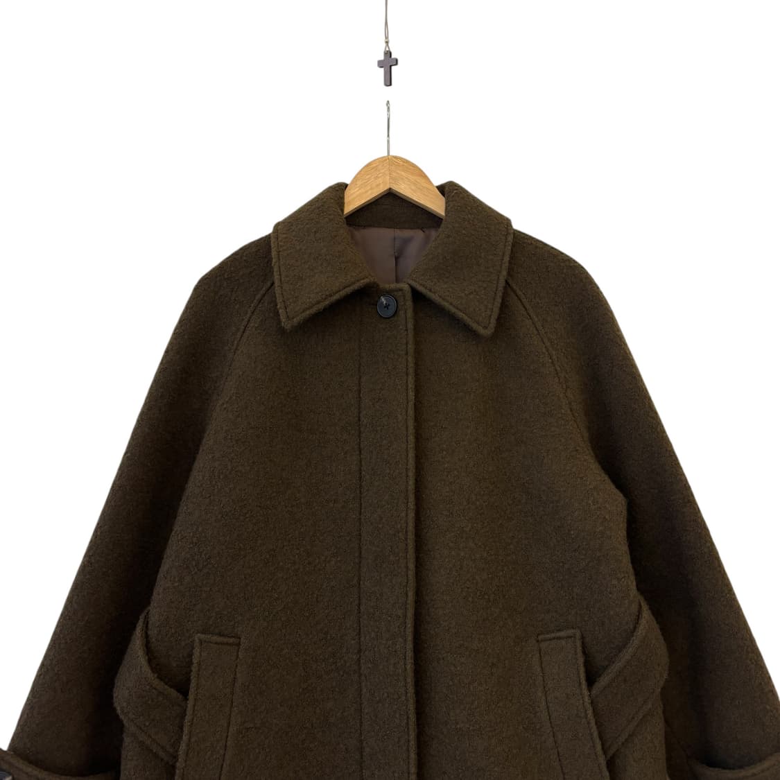 무텐다드 울 블렌드 부클 발마칸 로브 코트 브라운 상품이미지2