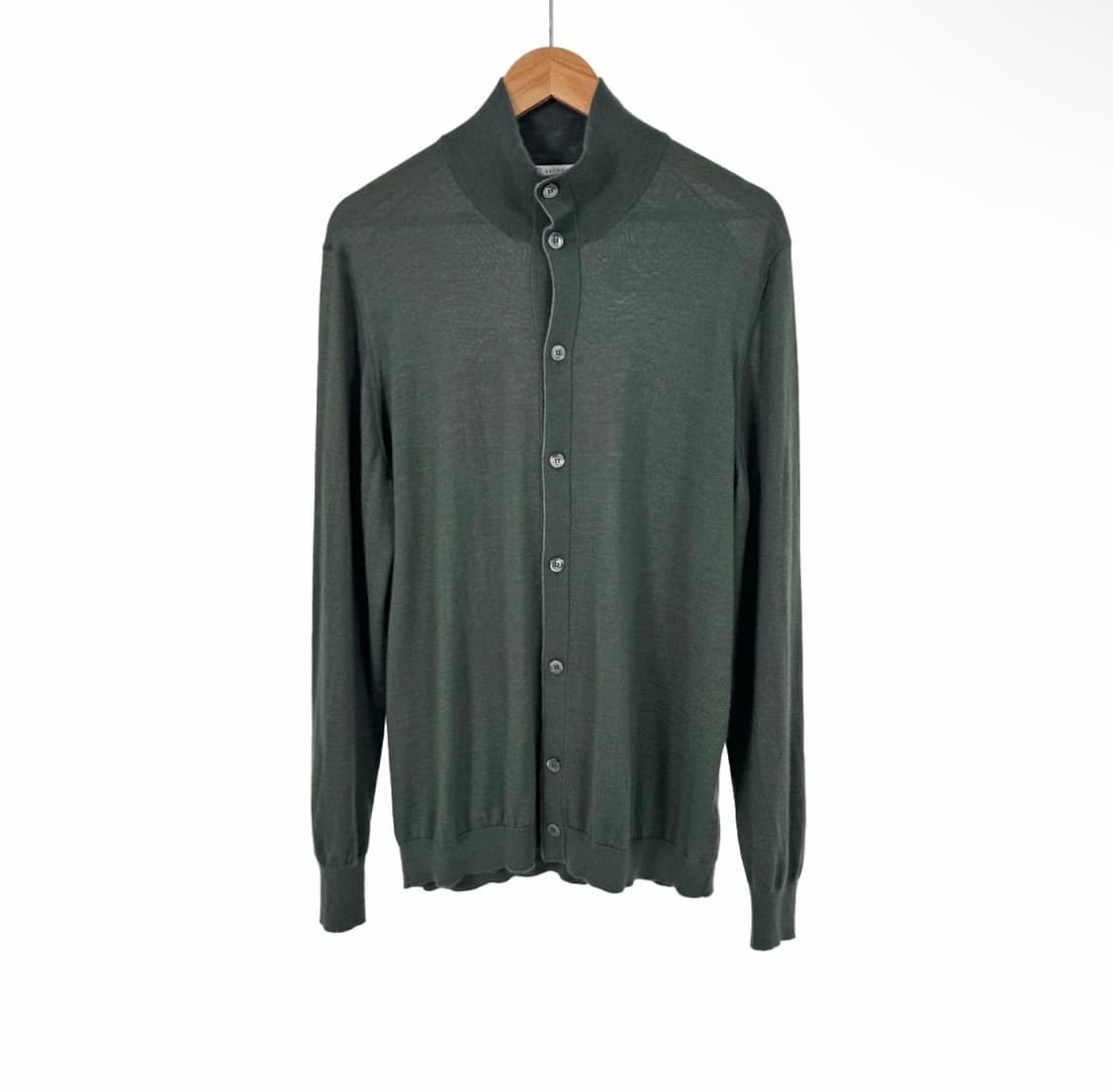 [56] 브루넬로 쿠치넬리 남성 실크 캐시미어 컨버터블 니트 가디건 카키 상품이미지1