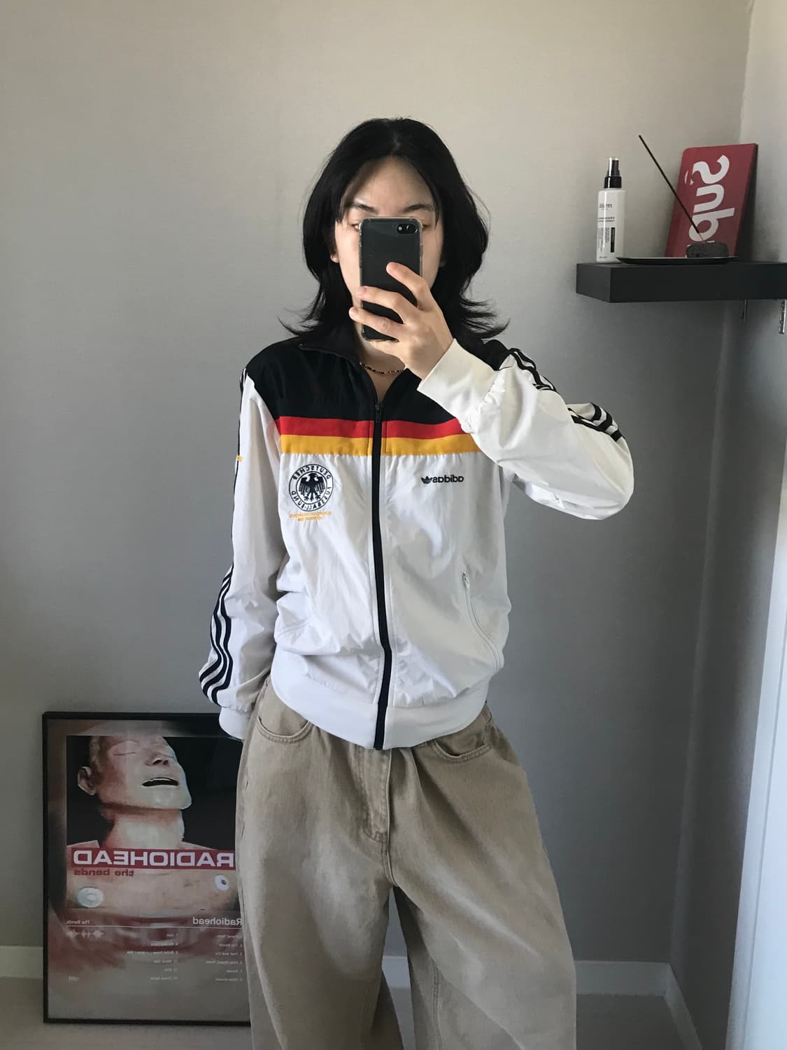 아디다스 00년대 올드스쿨 독일 국대 바람막이 져지 자켓 상품이미지1