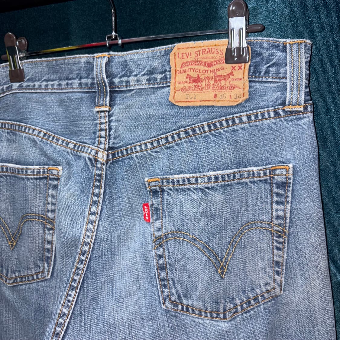 (30) 00s 리바이스 501 데미지 연청 데님 팬츠 상품이미지4