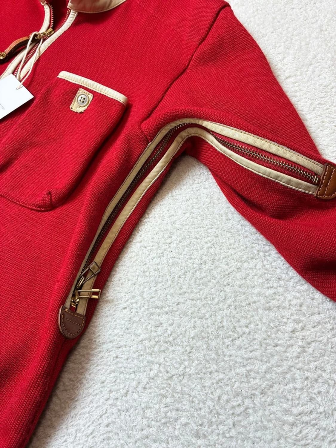 르콘도 90's 소가죽 배색 하프 집 울 스웨터 PN6450    상품이미지4