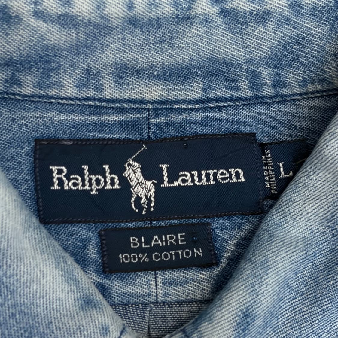 90s 미국 빈티지 폴로랄프로렌 청남방 청셔츠 데님셔츠 상품이미지4