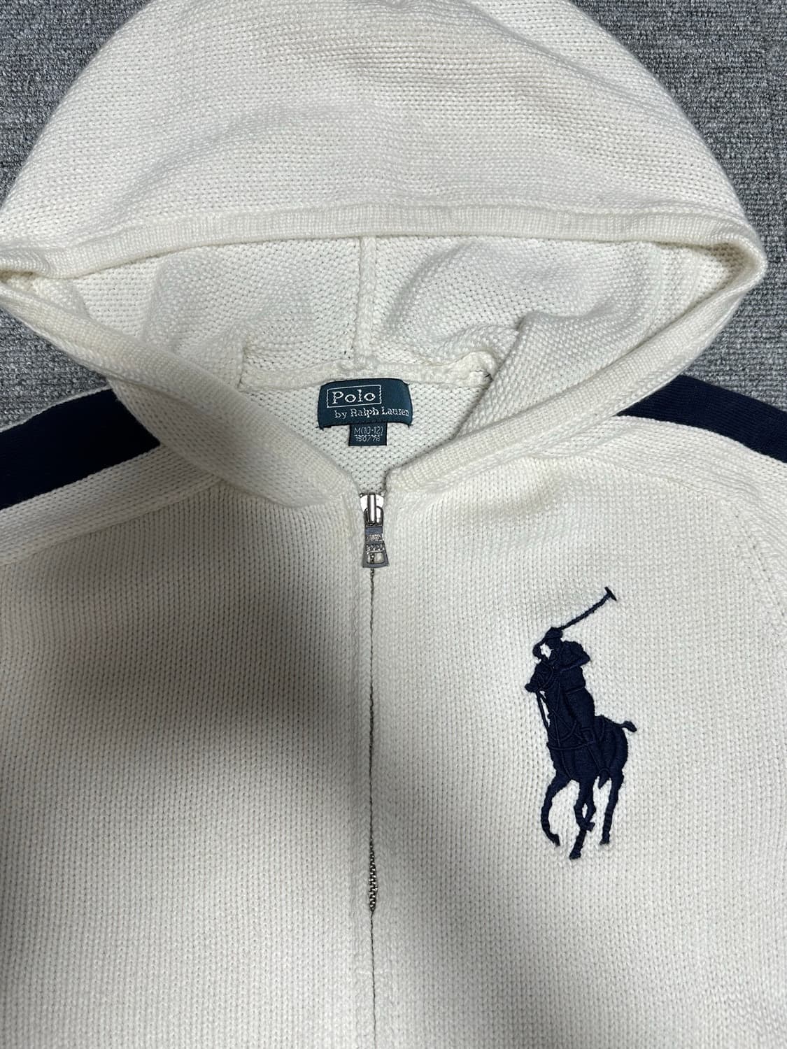 폴로 빅포니 니트 후드집업 화이트 희귀매물 상품이미지3