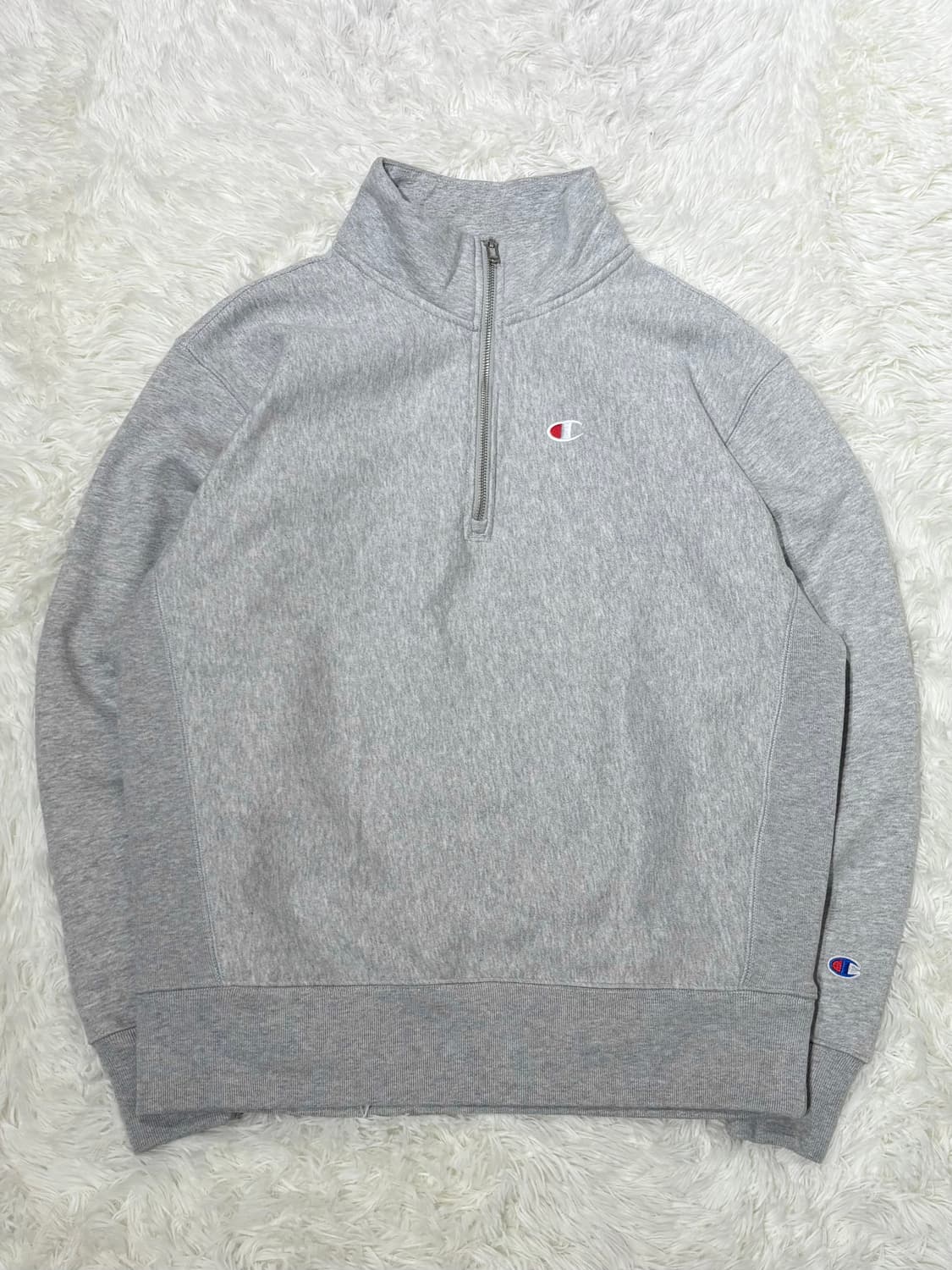 챔피언 리버스위브 그레이 코튼 반집업 상품이미지3